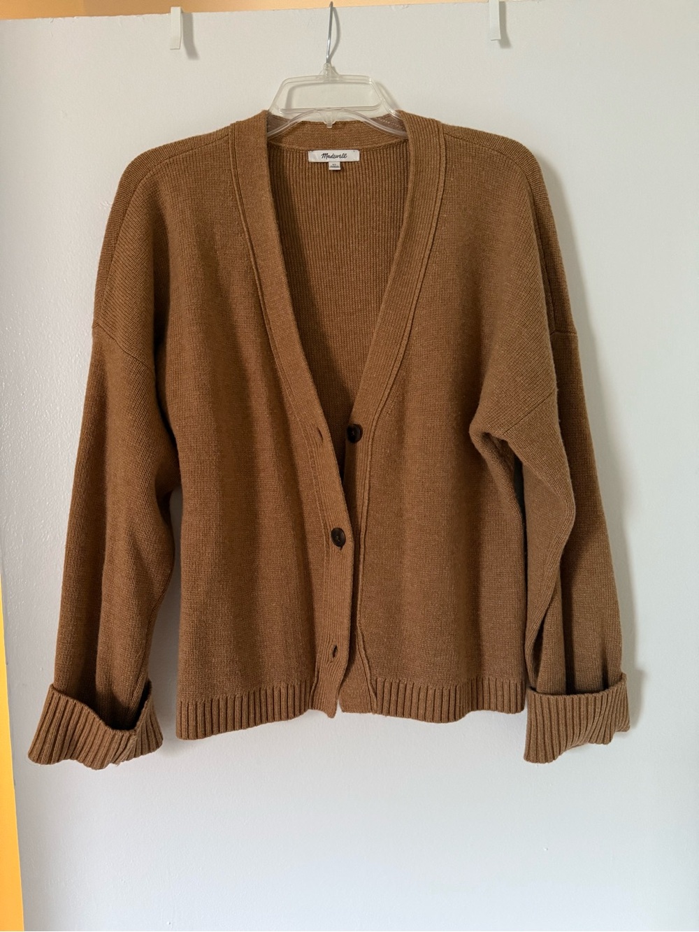 Madewell Cozy Chestnut Brown Button-Front V-Neck Cardigan